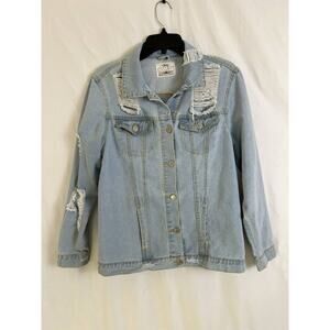 Emily x Project Judith March Denim Jacket‎ Distressed Small Light Blue Cotton